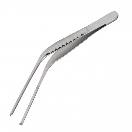 Пінцет вушний по Troeltsch, горизонтально - зігнутий, хірургічний. Довжина 10,5 см, ширина 2 мм